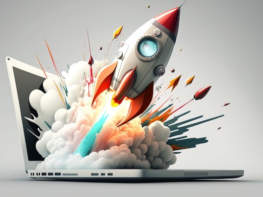 Comic-Rakete explodiert aus Laptop